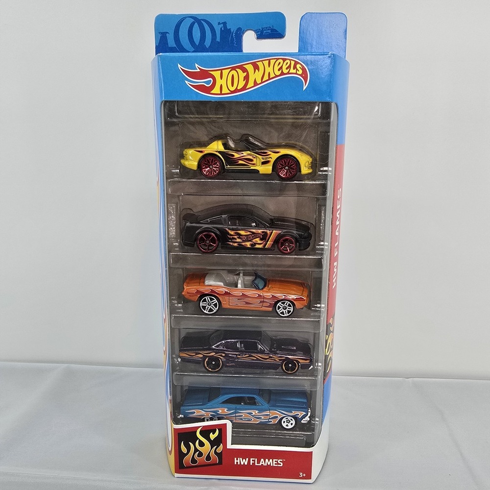 2018 Hot Wheels 5 Pack Flames‎ Series Featuring Various Makes & Years NEW SEALED